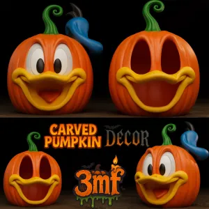 Donald Duck Carved Pumpkin - Decor & Hollow Jack-O'-Lantern