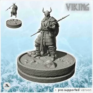 Viking warrior with horned helmet and spear (15) - scenery m