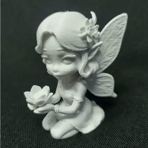 Detailed Lotus Fairy Holding Flower Magical Garden Figurine