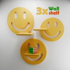 3x Smiley Wall Shelf