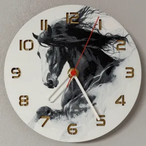 wall / desk clock running Horse