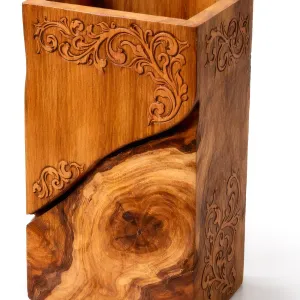 wooden urn