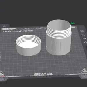 Cylindrical case with screw cap.