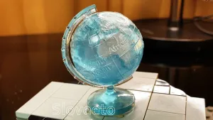 Rotating Transparent Globe with Labels and coordinats