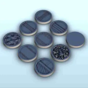 Set of nine Sci-Fi rounded bases 1 (+ supported versions) -