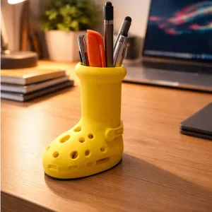 Yellow Crocs Boot Pen Holder – Fun Desk Organizer