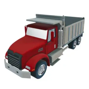 Red Commercial Dump Truck 3D Model STL Printable