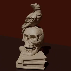 Raven on skull