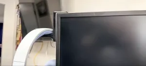 Headphone rack on the monitor