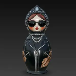 Slavic matryoshka doll with glasses