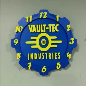 Blue and Yellow Vault-Tec Industries Clock