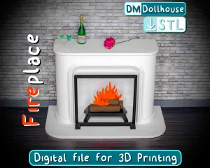 Modern Fireplace in 1:12 scale - dollhouse furniture