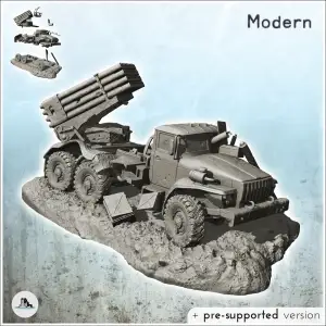 Carcass of Soviet Russian BMP21 Grad rocket launcher truck