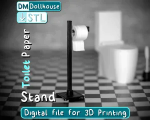 Freestanding Toilet Paper Holder & Roll 1:12 Scale