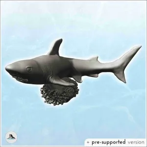 White Shark on Ocean Reef (20) - miniatures animal RPG table