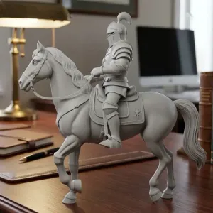 knight in armor on horseback
