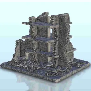Destroyed appartment block 14 - miniatures scenery modern ga
