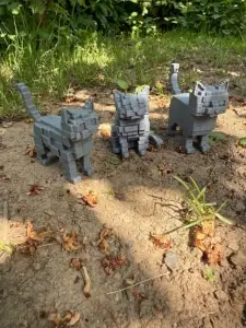 Pixel cats, low poly 3pcs