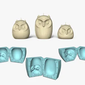 Kit 03 Owl Candle Mold - Molding Maker Wick Template