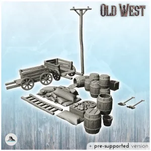 Set of modern and western outdoor accessories with carts