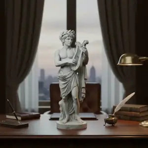 Greek god Apollo with lyre and laurel wreath