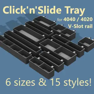 Click'n'Slide Tray for 4040 / 4020 V slot extrusion