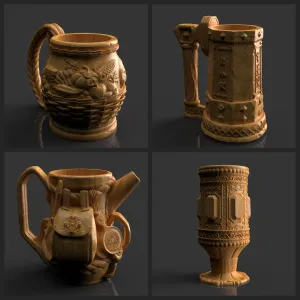 4 different models Mug, cup, glass
