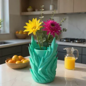 Flame Leaf Planter with Flowing