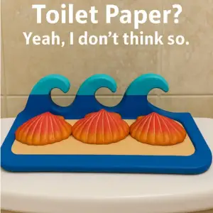 Goodbye Toilet paper! 3 Seashells bathroom Demolition Man
