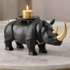Modern geometric rhinoceros candle holder