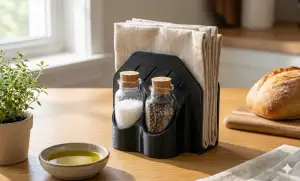 Napkin Holder & Salt/Pepper Shaker Stand / 2-in-1 Organizer