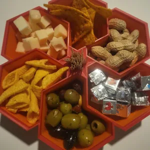 Hexagonal Appetizer Tray with Toothpick Holder