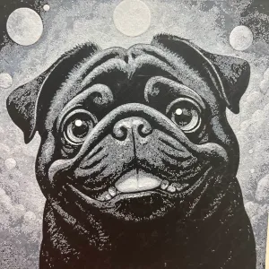 Pug Hueforge 200x200 Black & White