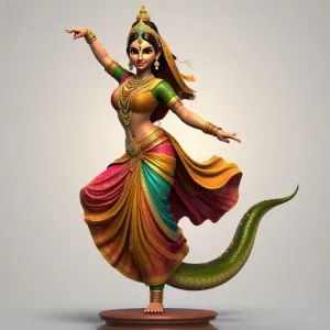3486  Indian Serpent Woman Dancer  on  Pedestal  Magic  STL