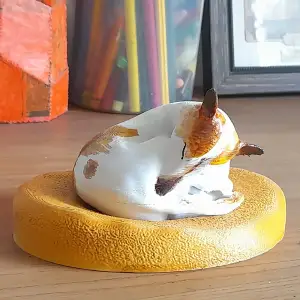 Dog Sunbathing on a Beach. 3Dprinted Artifact for Home Decor