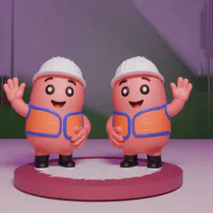 🧡 Los Hermanos Riñones - Figuras 3D 👷♂️