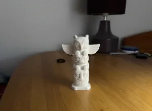 Carved Animal Totem Pole Model