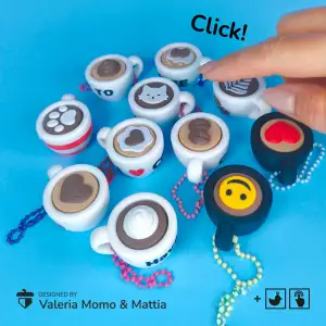 Coffee Clicker Pack, 100 Fun Variants to Print! + Keychain