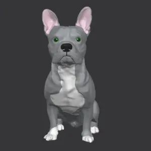 🐾 Bulldog “ROCKY” – Modelo 3D + base y letrero