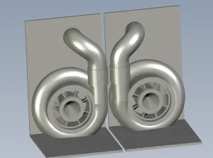 ARTICULATED TWIN TURBO BOOK ENDS FOR CONTEST