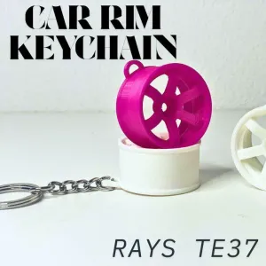 Car Rim Keychain - RAYS TE37 SAGA JDM DRIFT