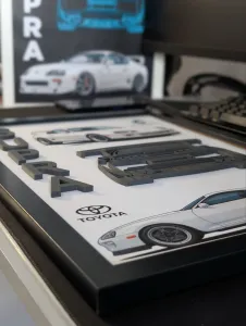 Minimalist Toyota Supra MK4 3D Wall Art - Clean White d3