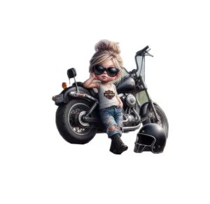 Chibi Biker Girl & Cruiser Motorcycle