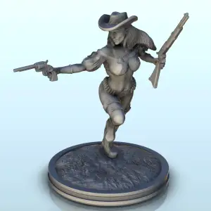 Woman running and shooting with revolver and rifle (21)