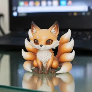 Cute Kitsune Fox – Nine Tails Chibi Figurine