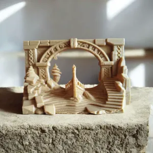 Ancient Bridge Diorama with Boat