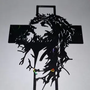 stencil crucifijo con cara de jesus