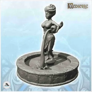 Stone fountain with statue of woman with vase (2) - miniatur