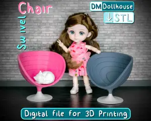 Modern Swivel Chair 1:12 Scale for miniature Dollhouses