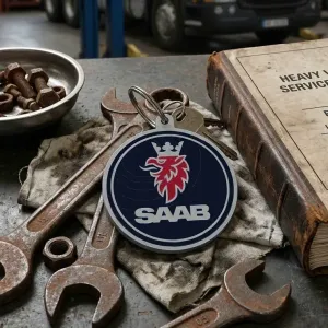 Saab Logo Keychain – Multi-Color / Single Color Option